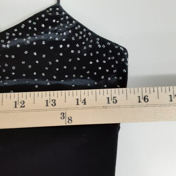 Vintage 90s Velour Evening Gown Y2K Bodycon Beaded Floor Length Cutout Dress 4 - Picture 11 of 14